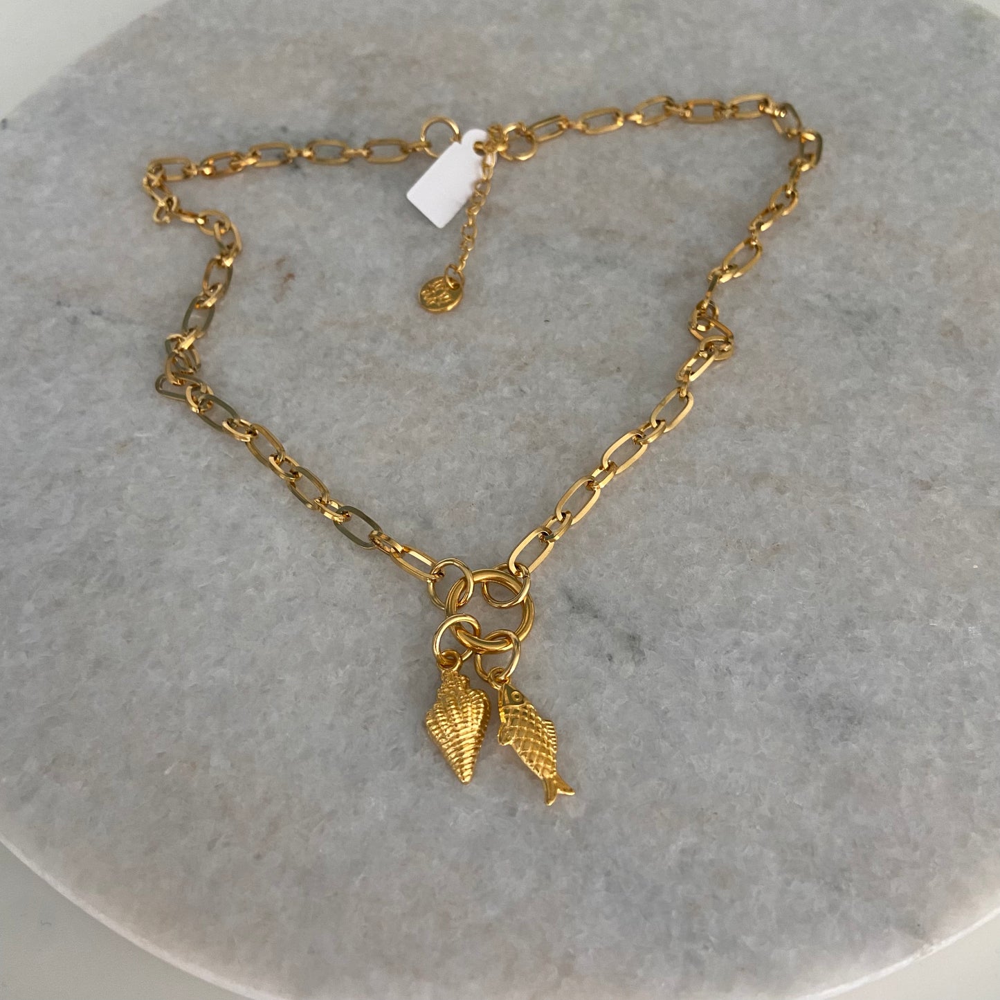 Ketting schelp en vis