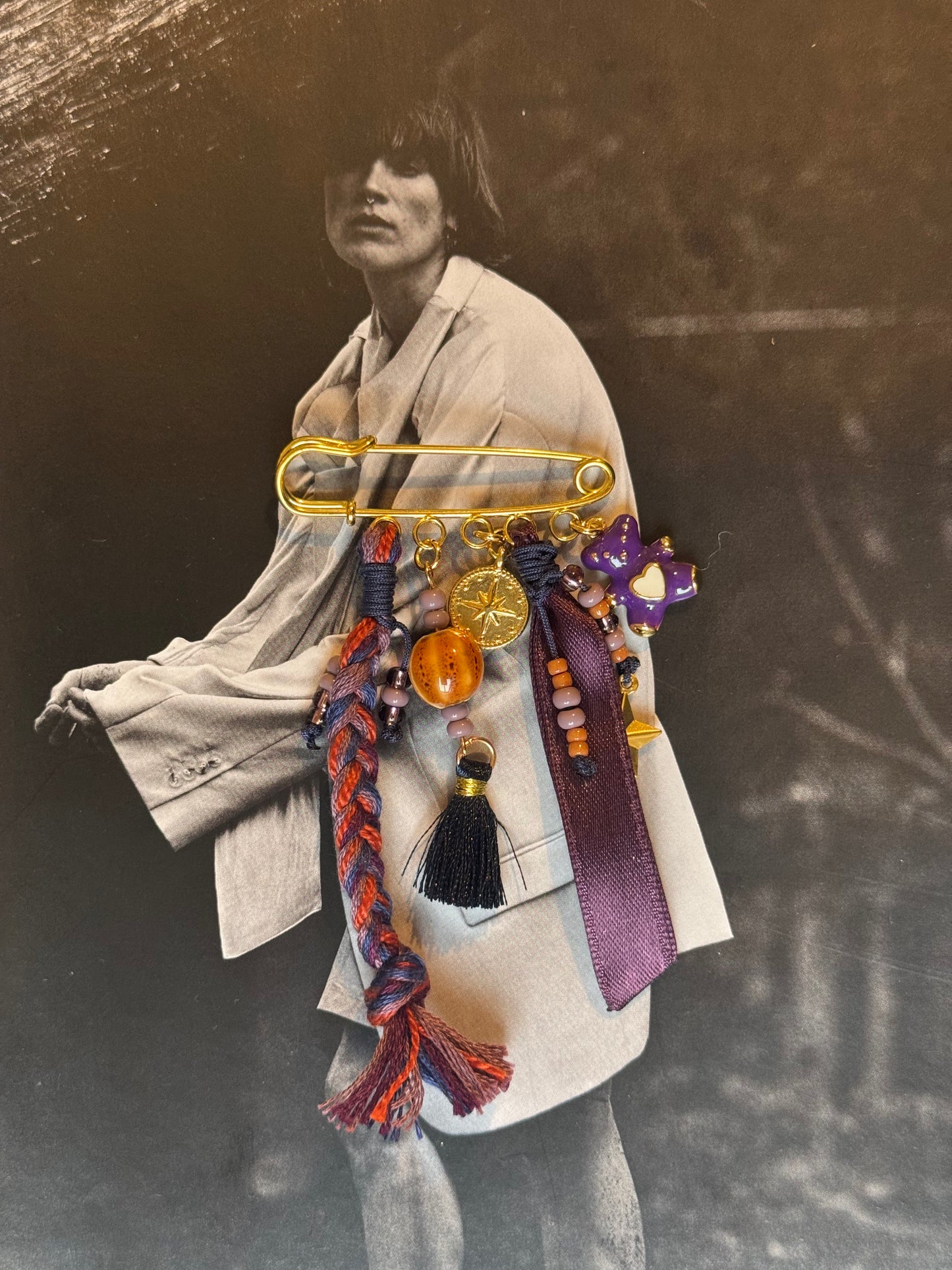 Broche (oranje - paars)