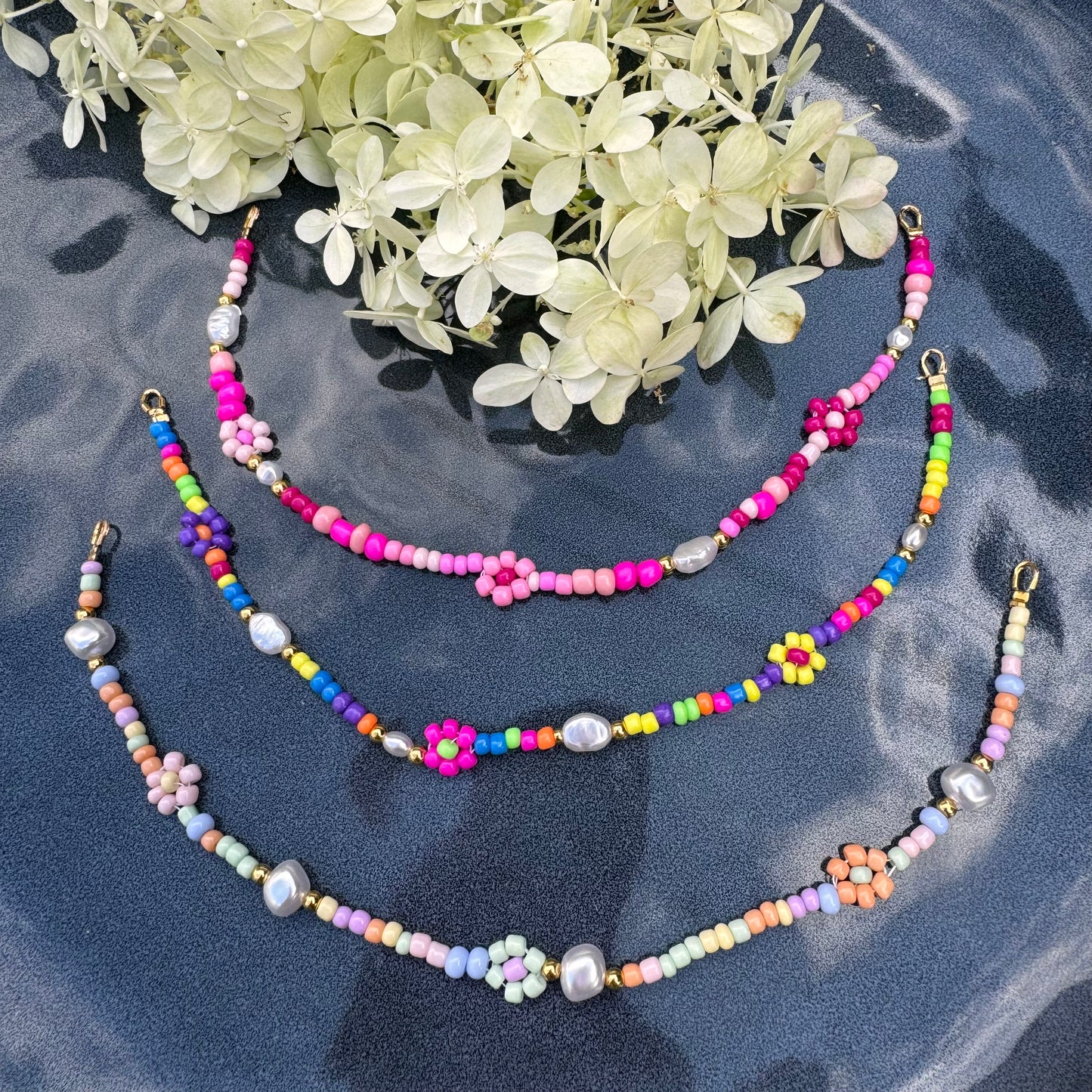 Enkelbandjes -> bloemen pastel