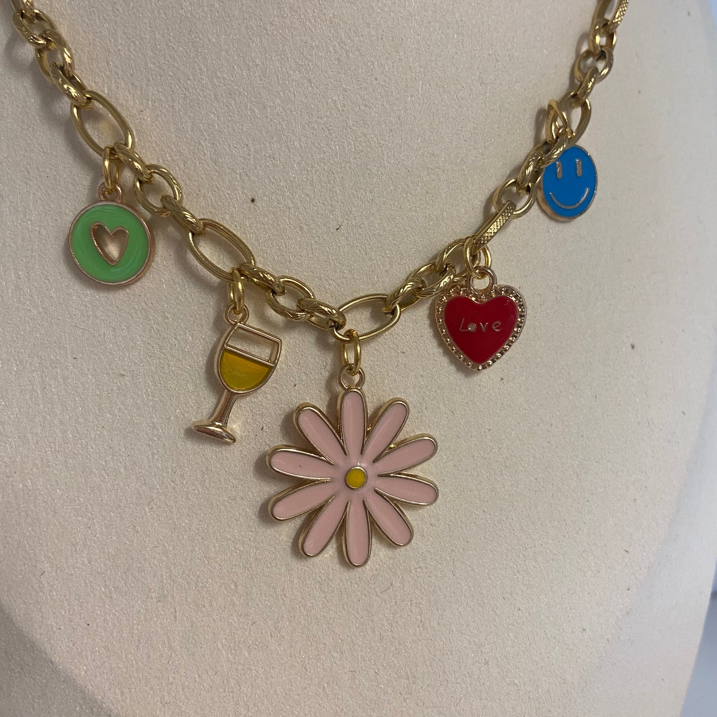 Ibiza Fiesta: bedelketting roze bloem
