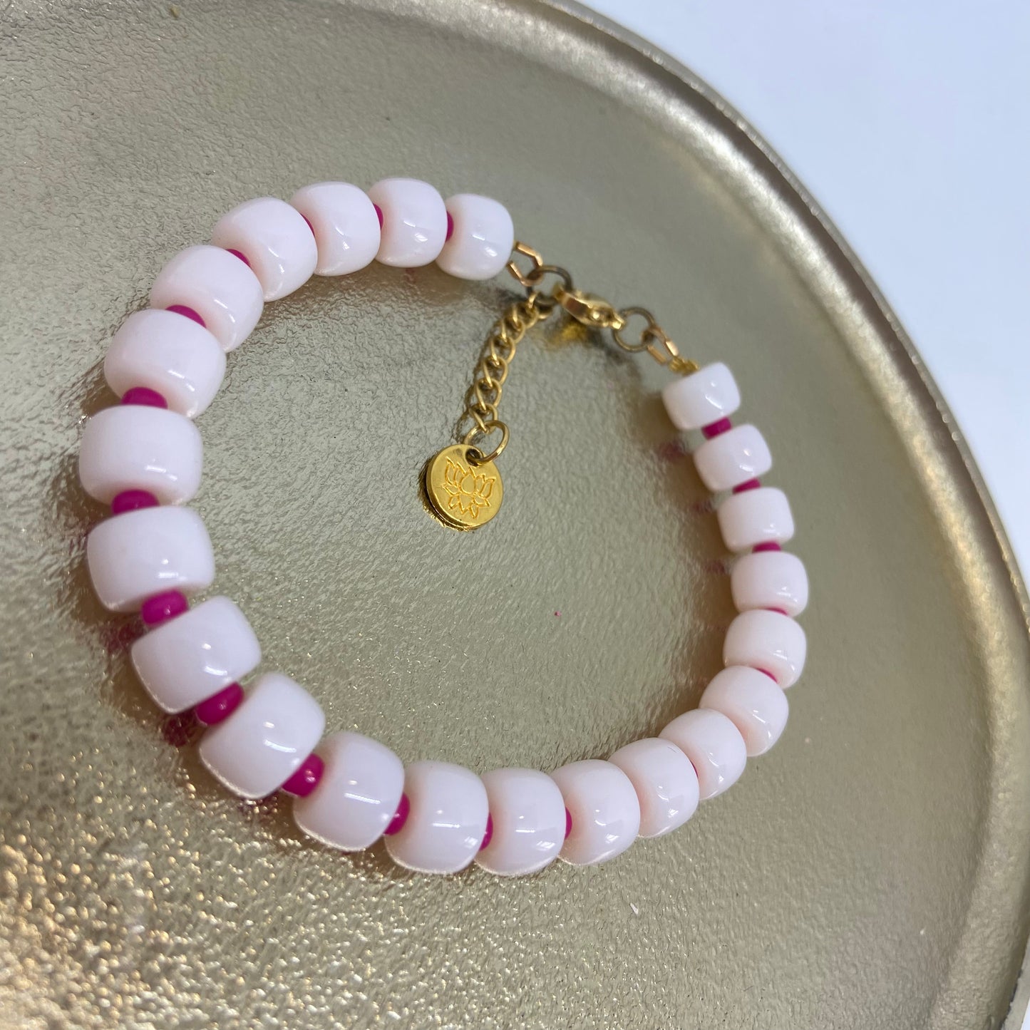 Armband: rondellen (pastel roze)