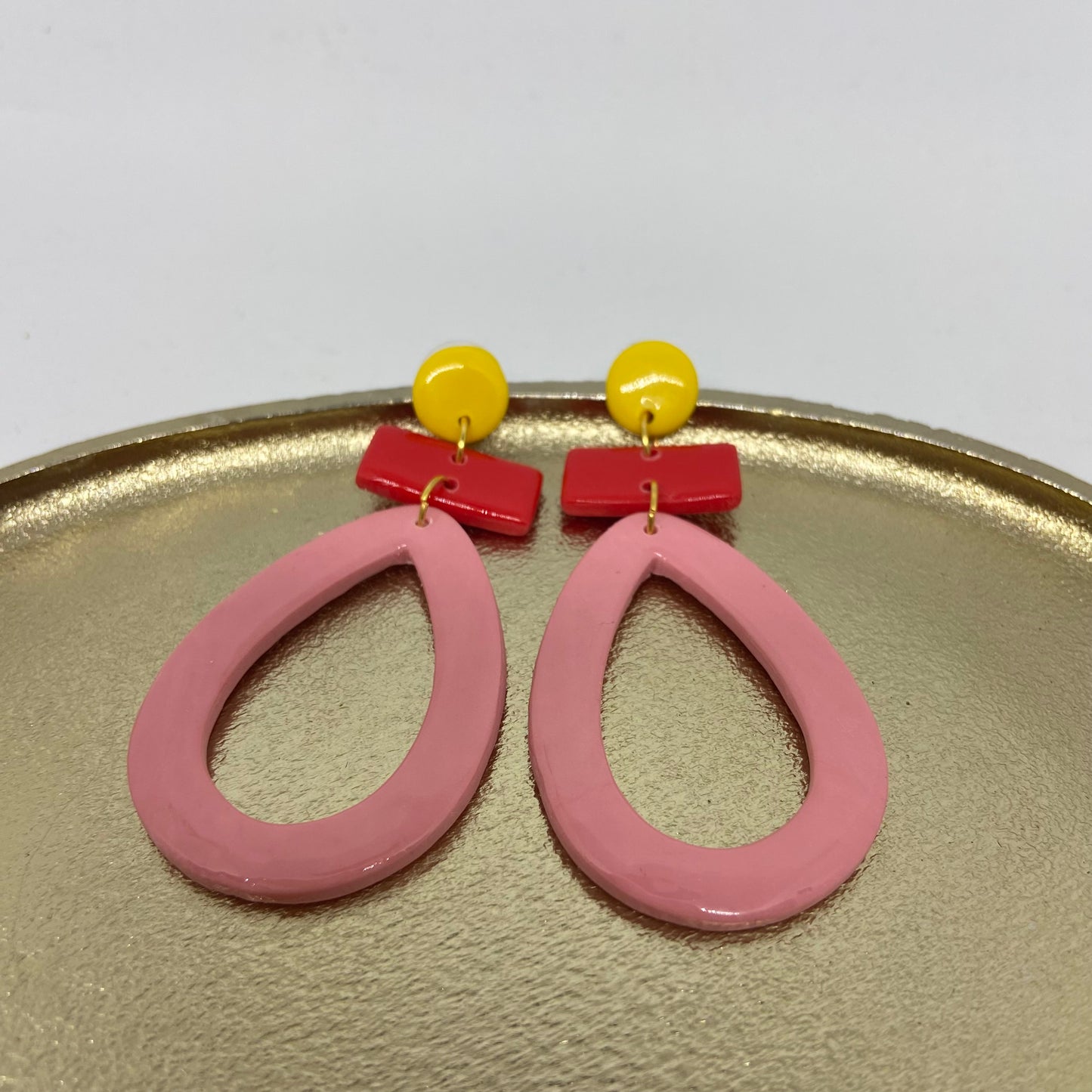 oorbellen "geel-rood-roze"
