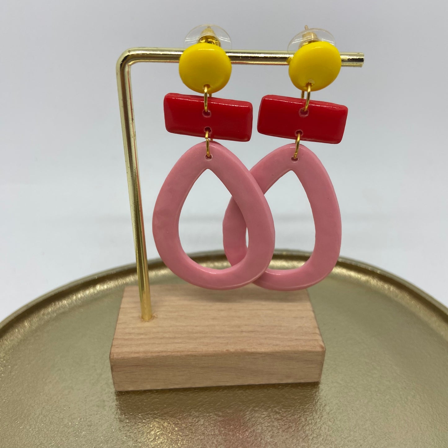 oorbellen "geel-rood-roze"