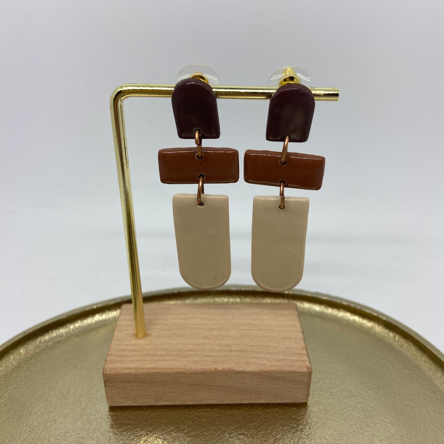 oorbellen "Bruin-Beige-Ecru 3"