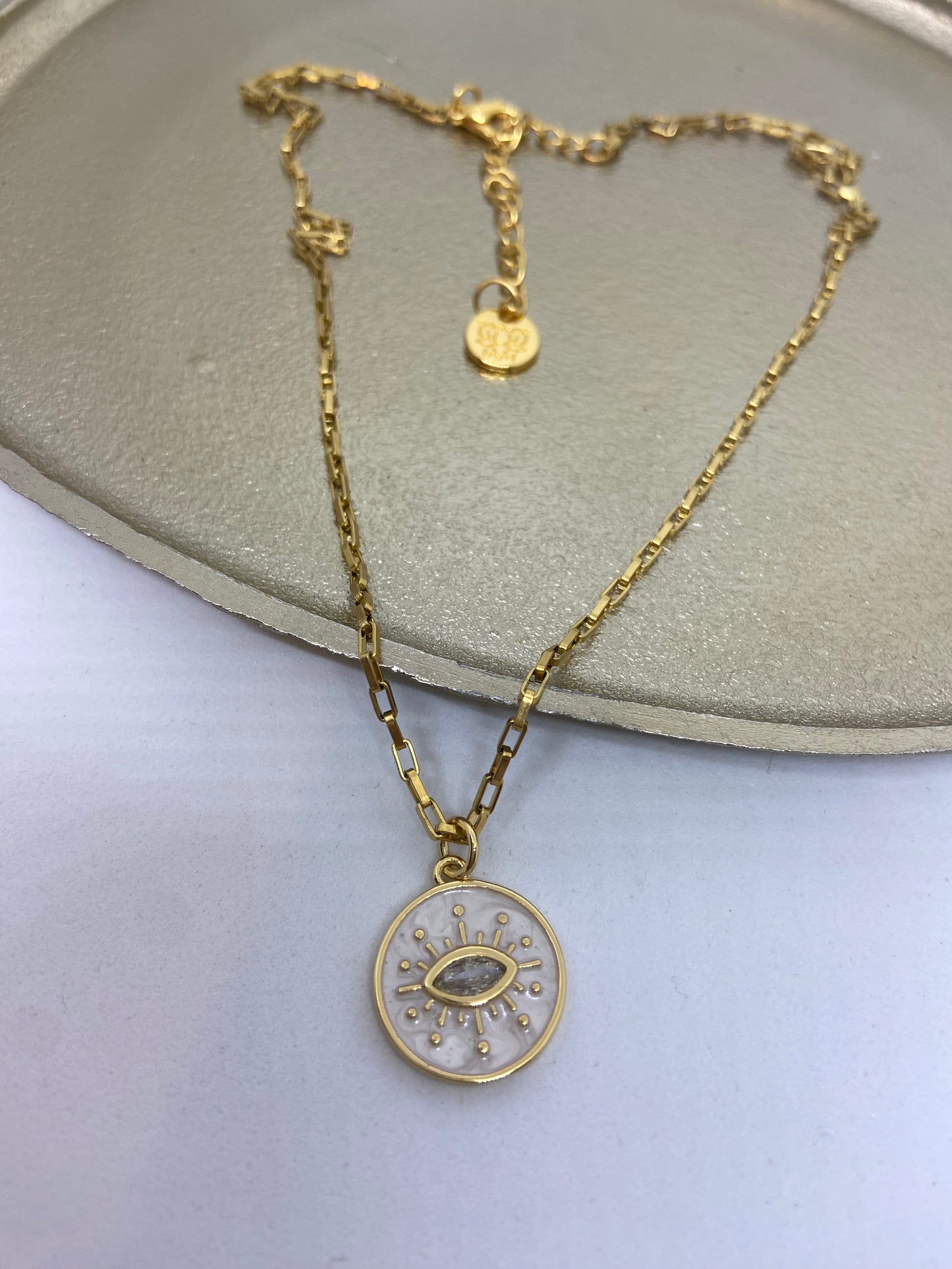 Ketting afziend oog (gold - white) -> nieuw product "zon"