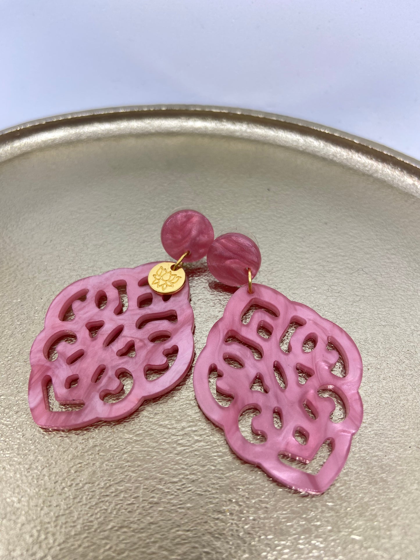 Oorbellen "Resin Barok Ruit Mellow Rose"