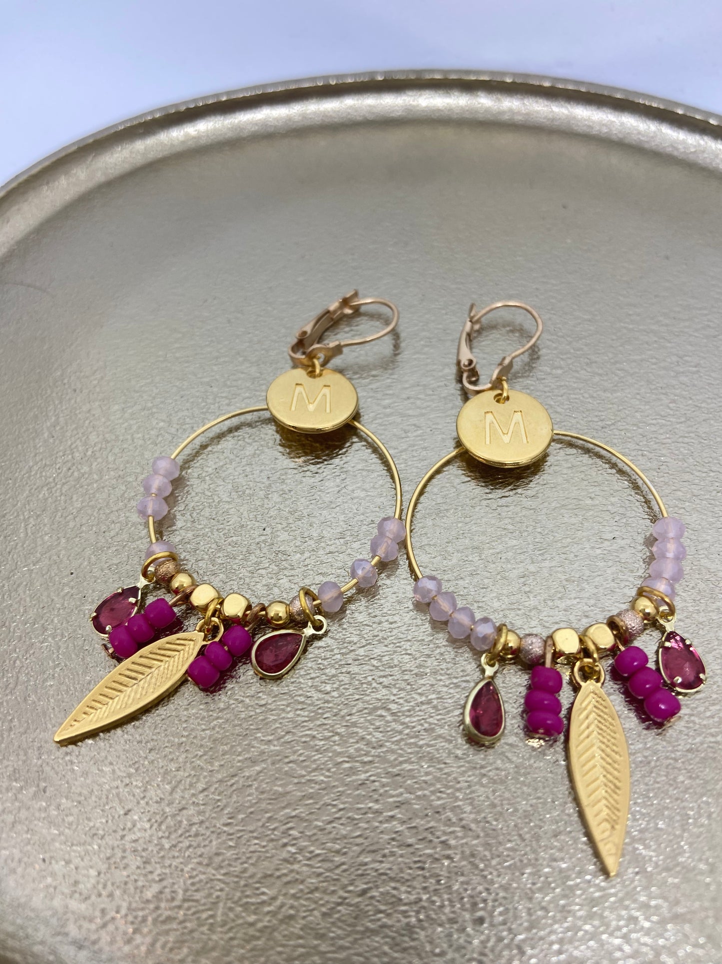 oorbellen "Creool licht roze"