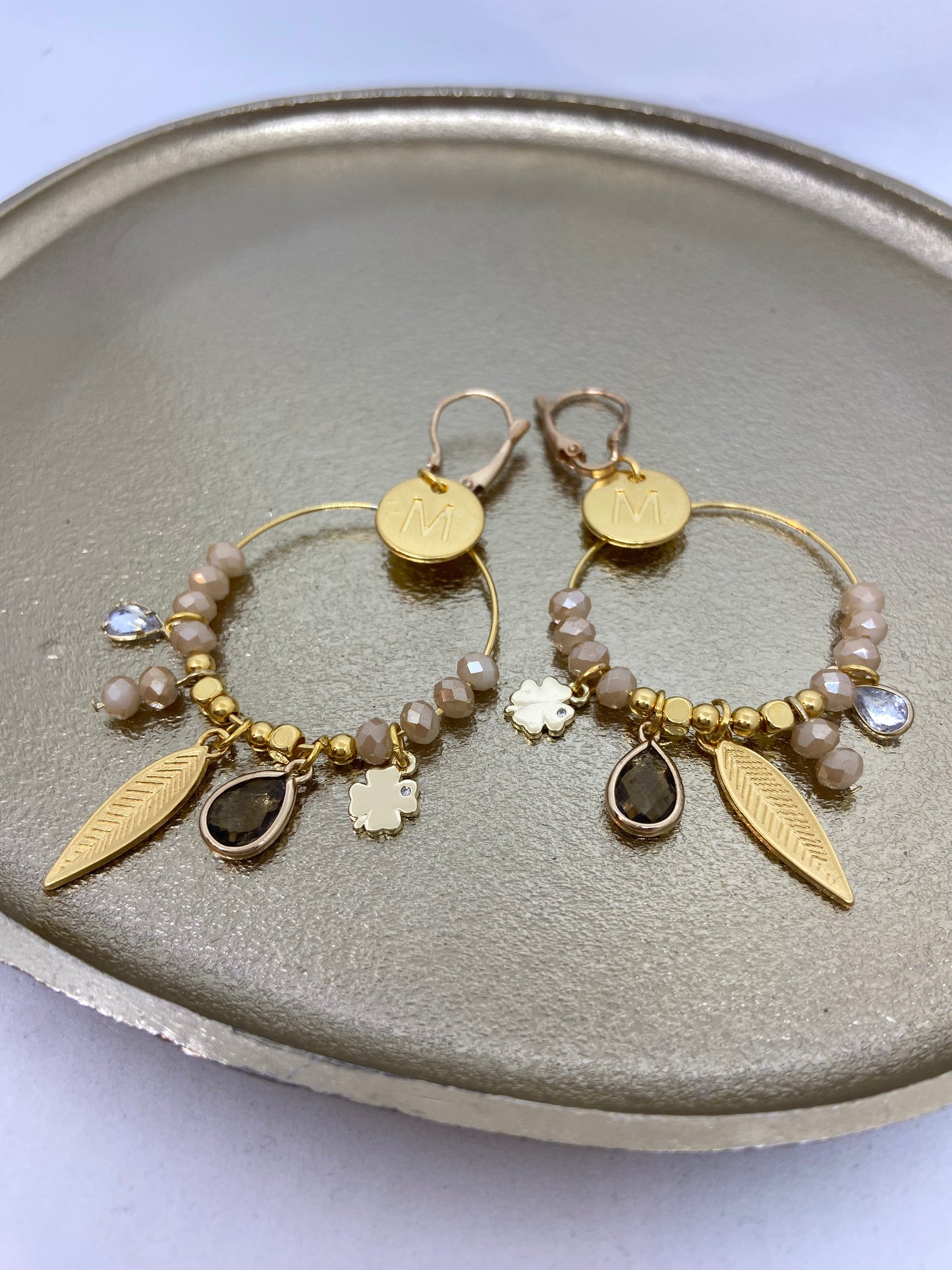 oorbellen "creool beige"