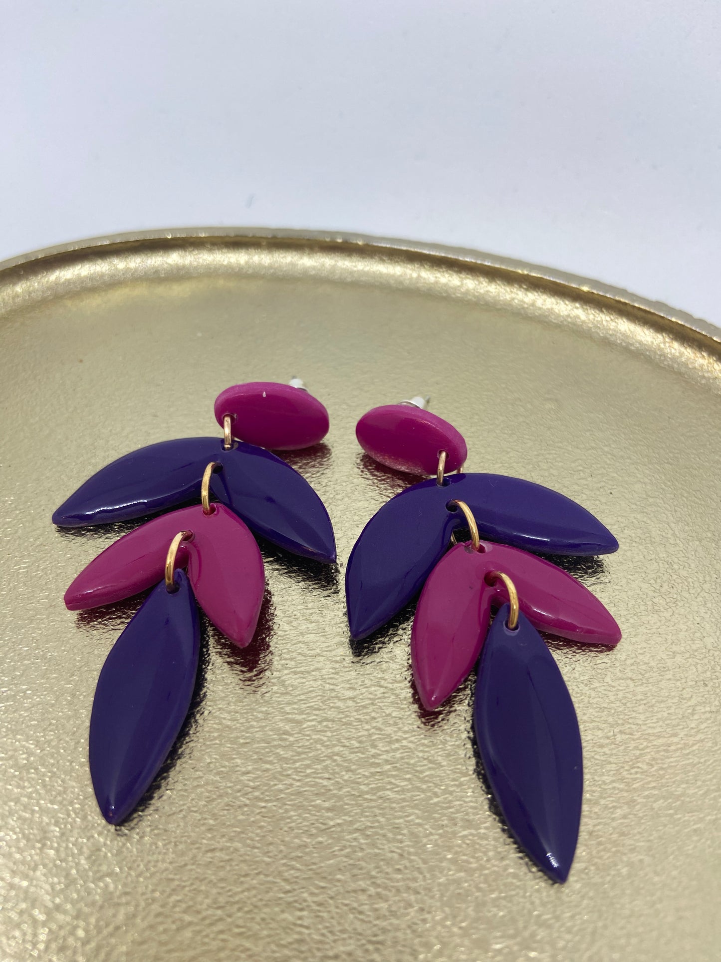 Oorbellen "Paars en Roze"