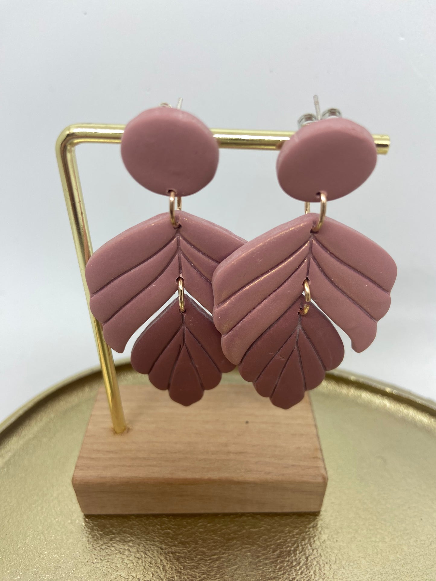 Oorbellen "Oud-Roze 1" lichte bovenkant
