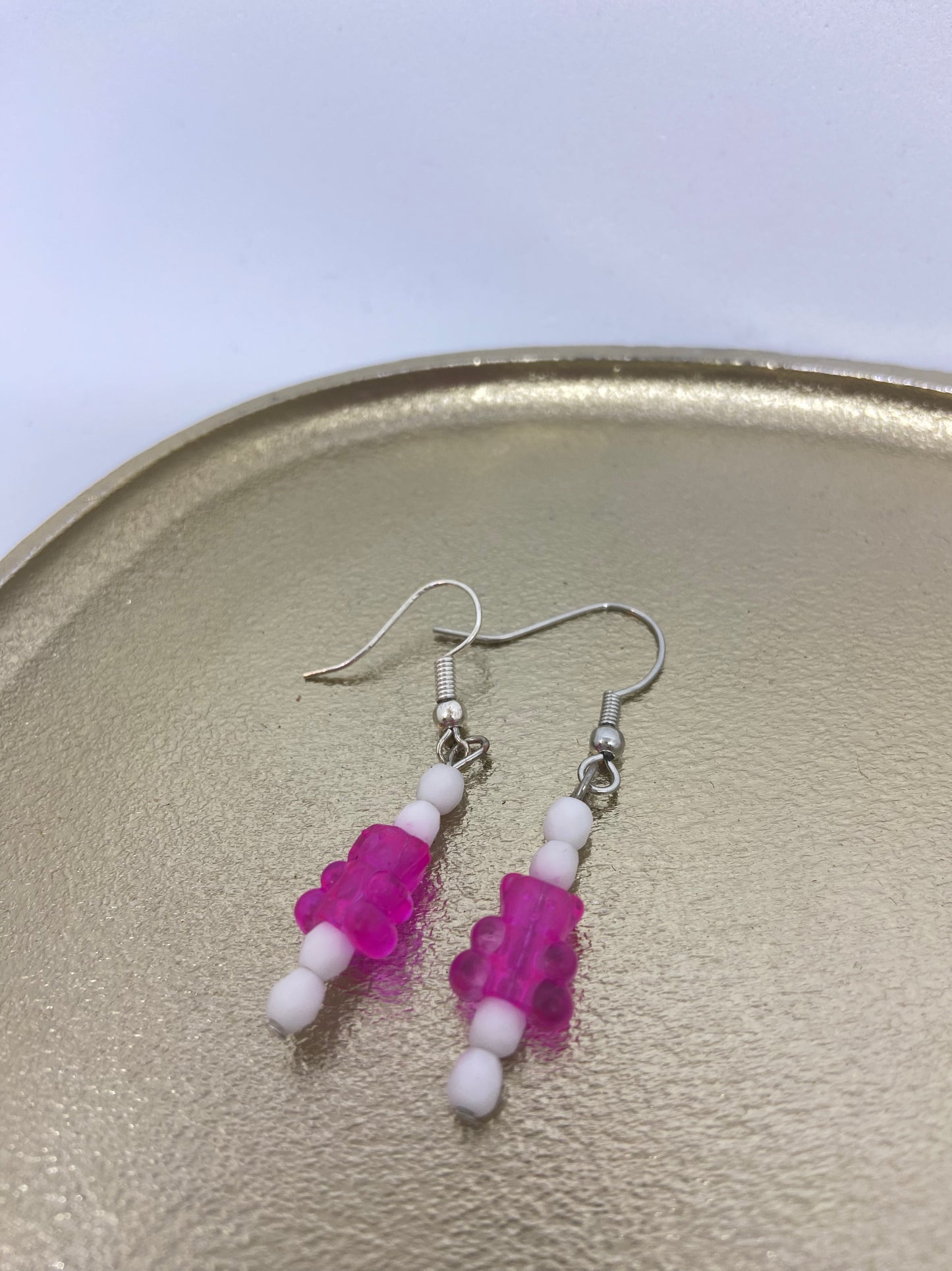 Oorbellen "beertje roze"