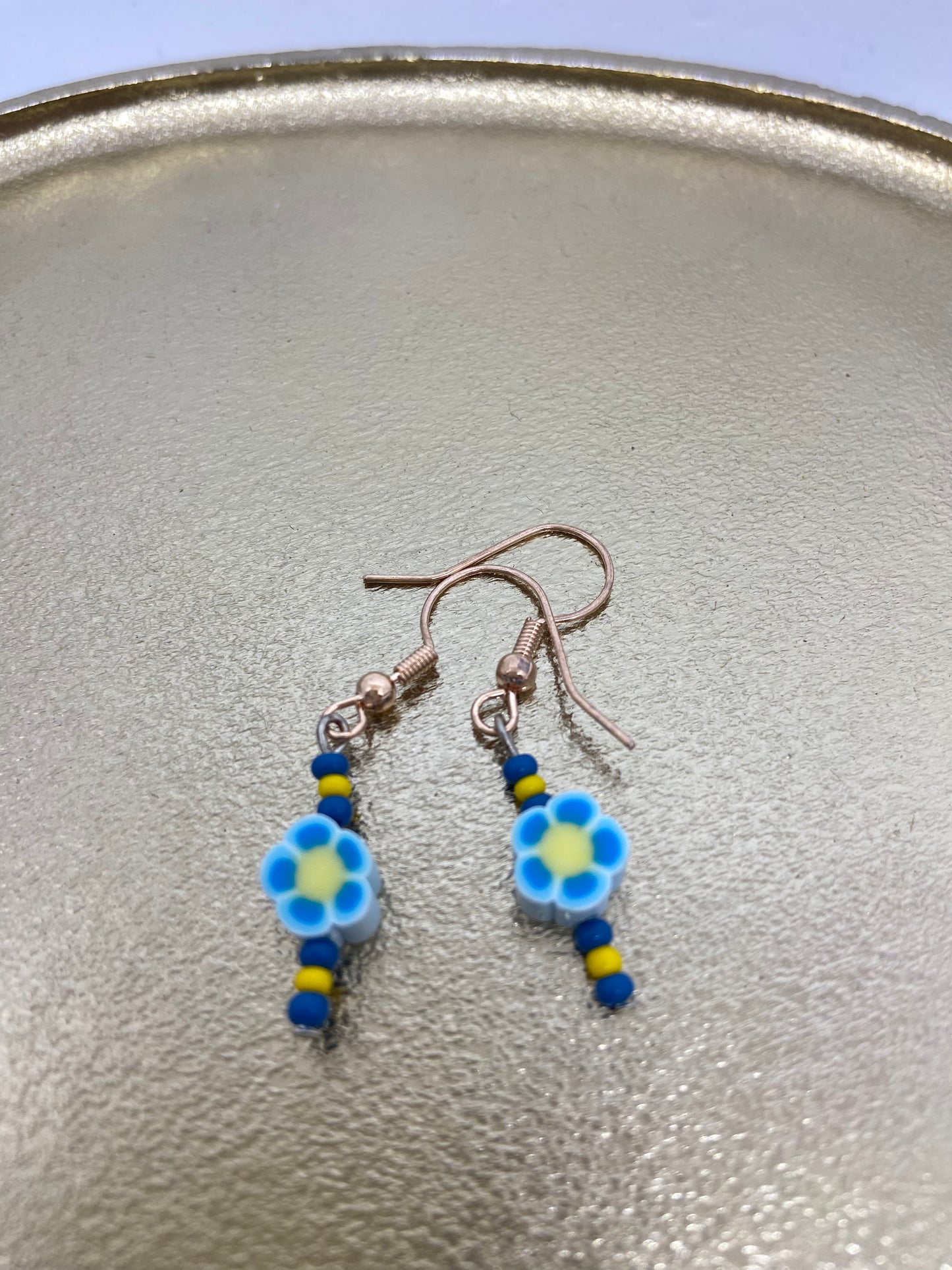 Oorbellen "Bloem Blauw"