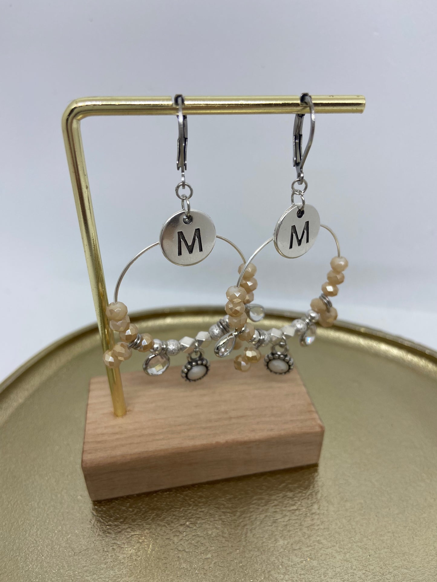 Oorbellen "Creool zilver -> Beige"