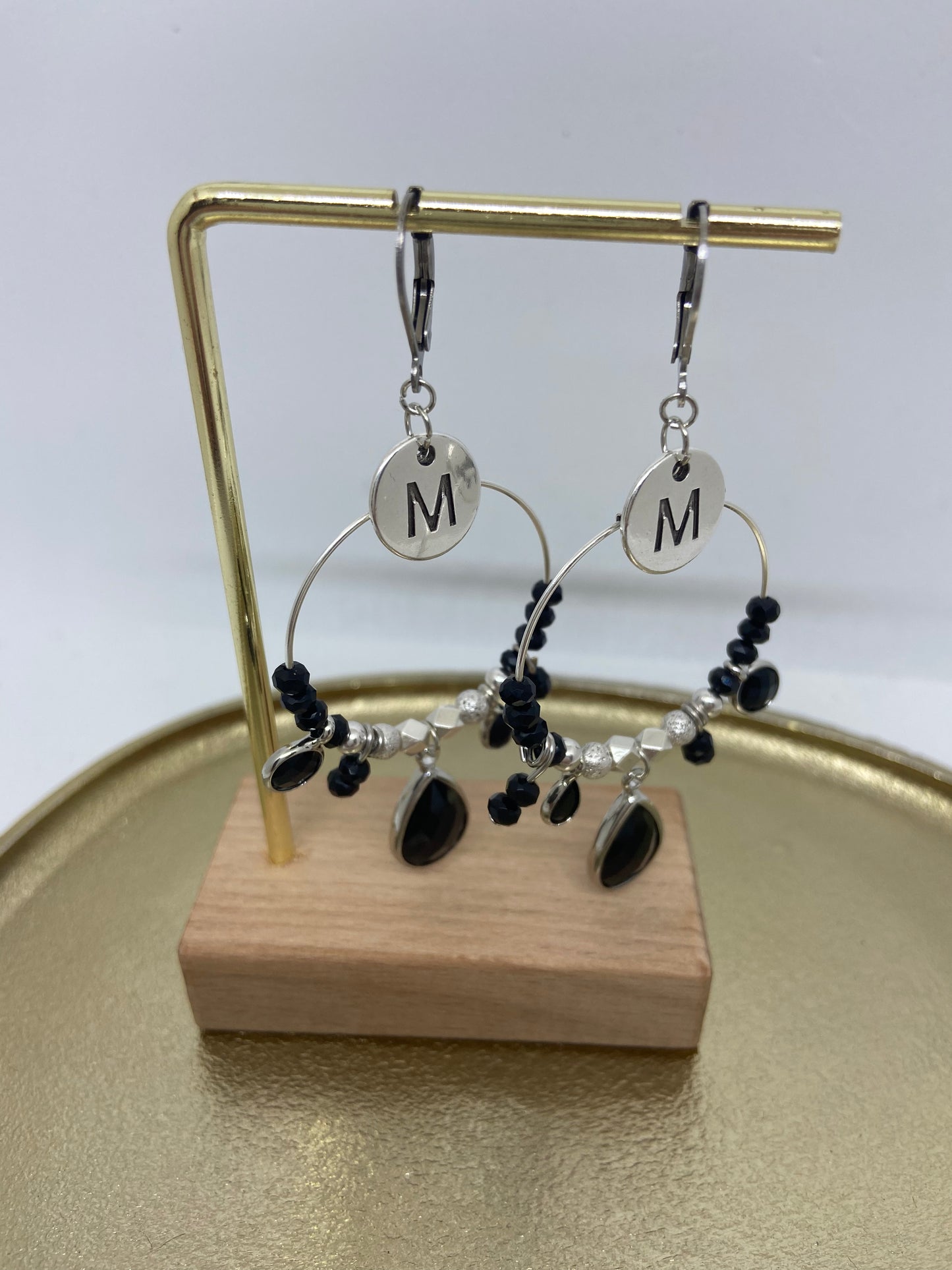 Oorbellen "Creool zilver -> Zwart"