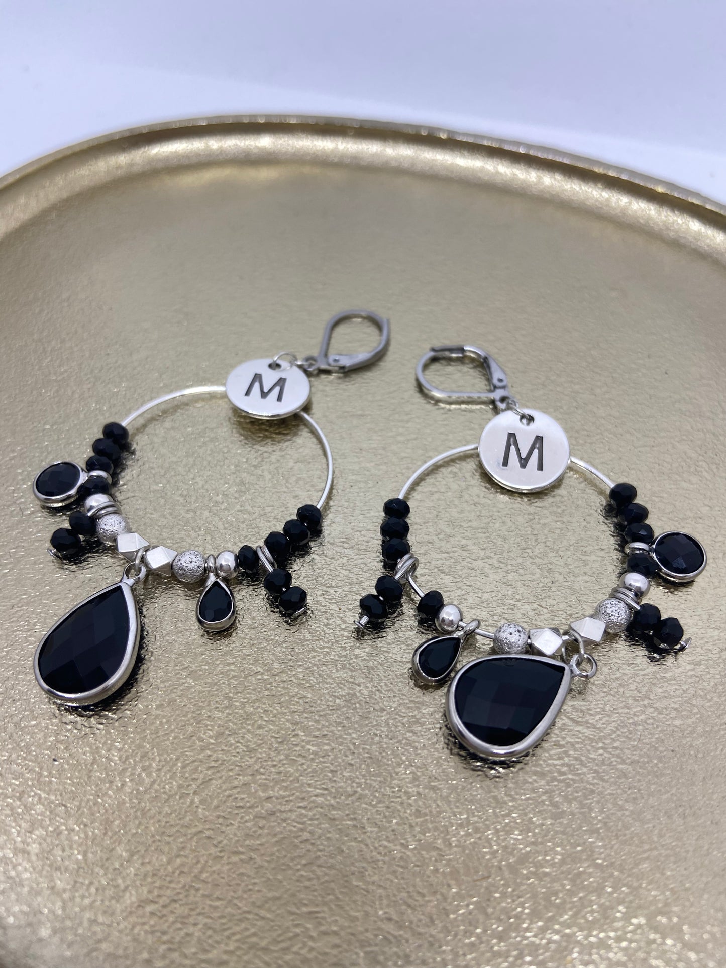 Oorbellen "Creool zilver -> Zwart"