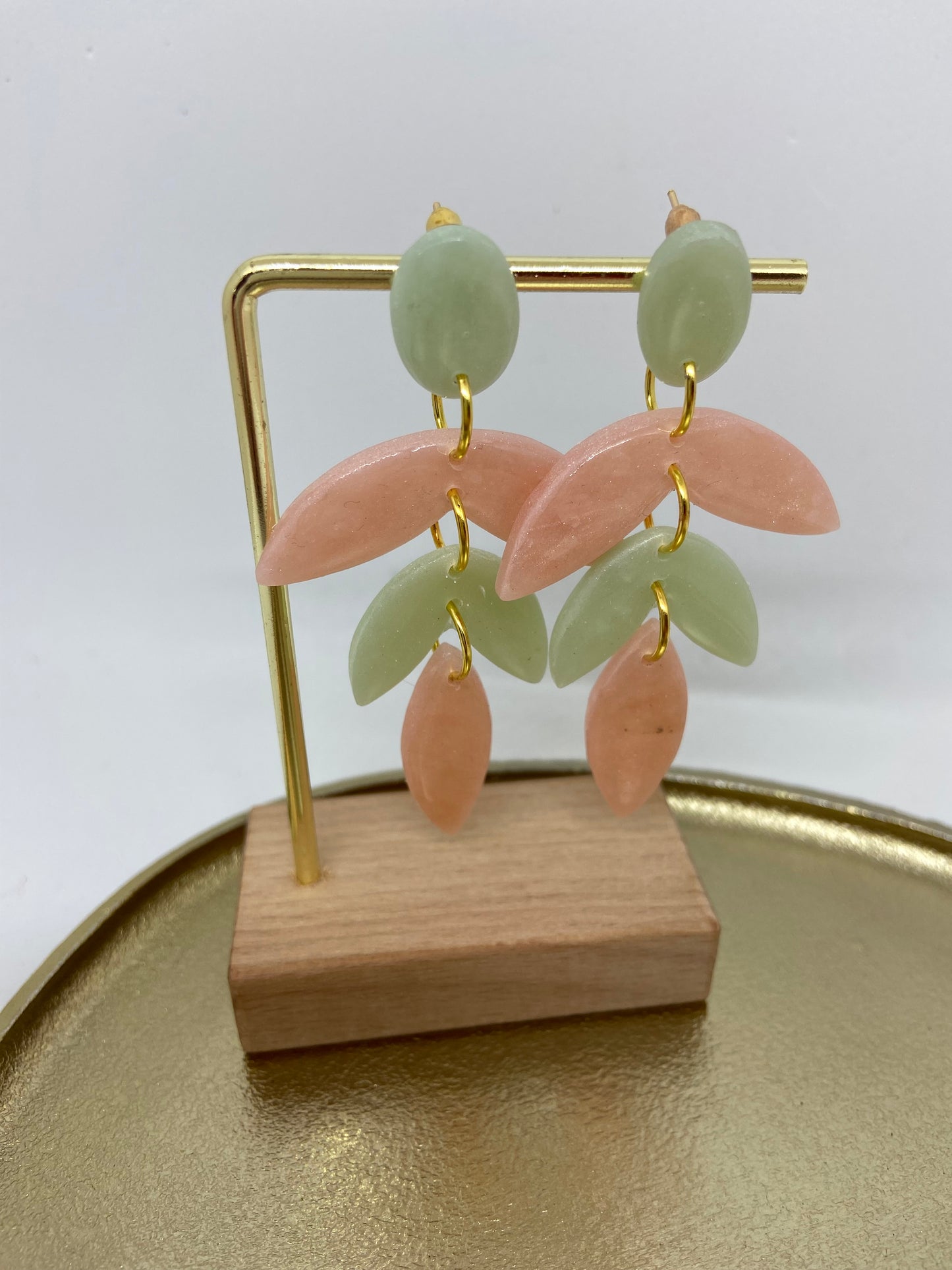 Oorbellen "Pastel Groen + Pastel Roze 2"
