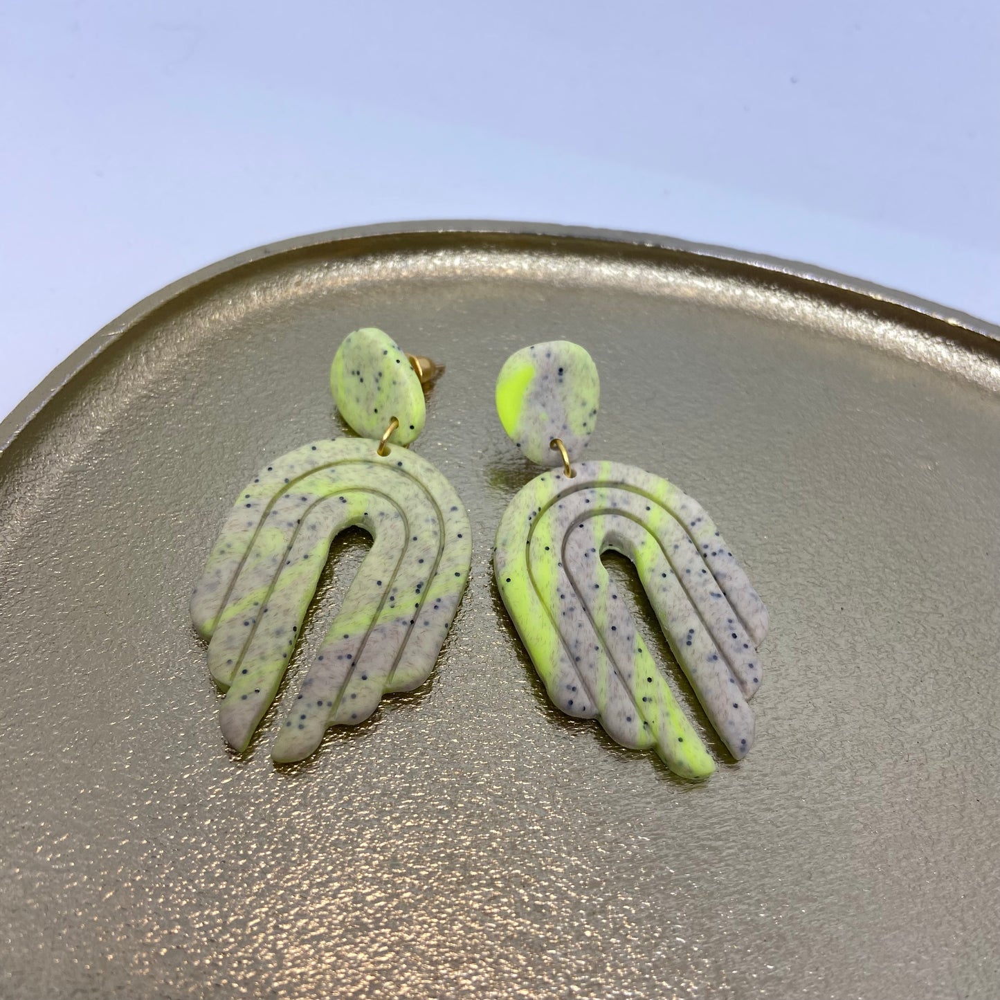 Oorbellen "Fluo - geel / Beige 2"