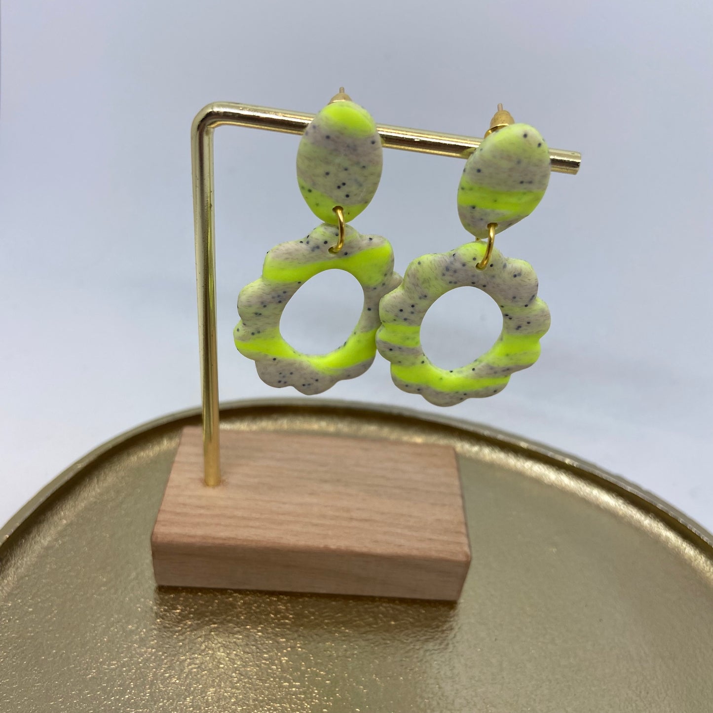 Oorbellen "Fluo - geel / Beige 3"