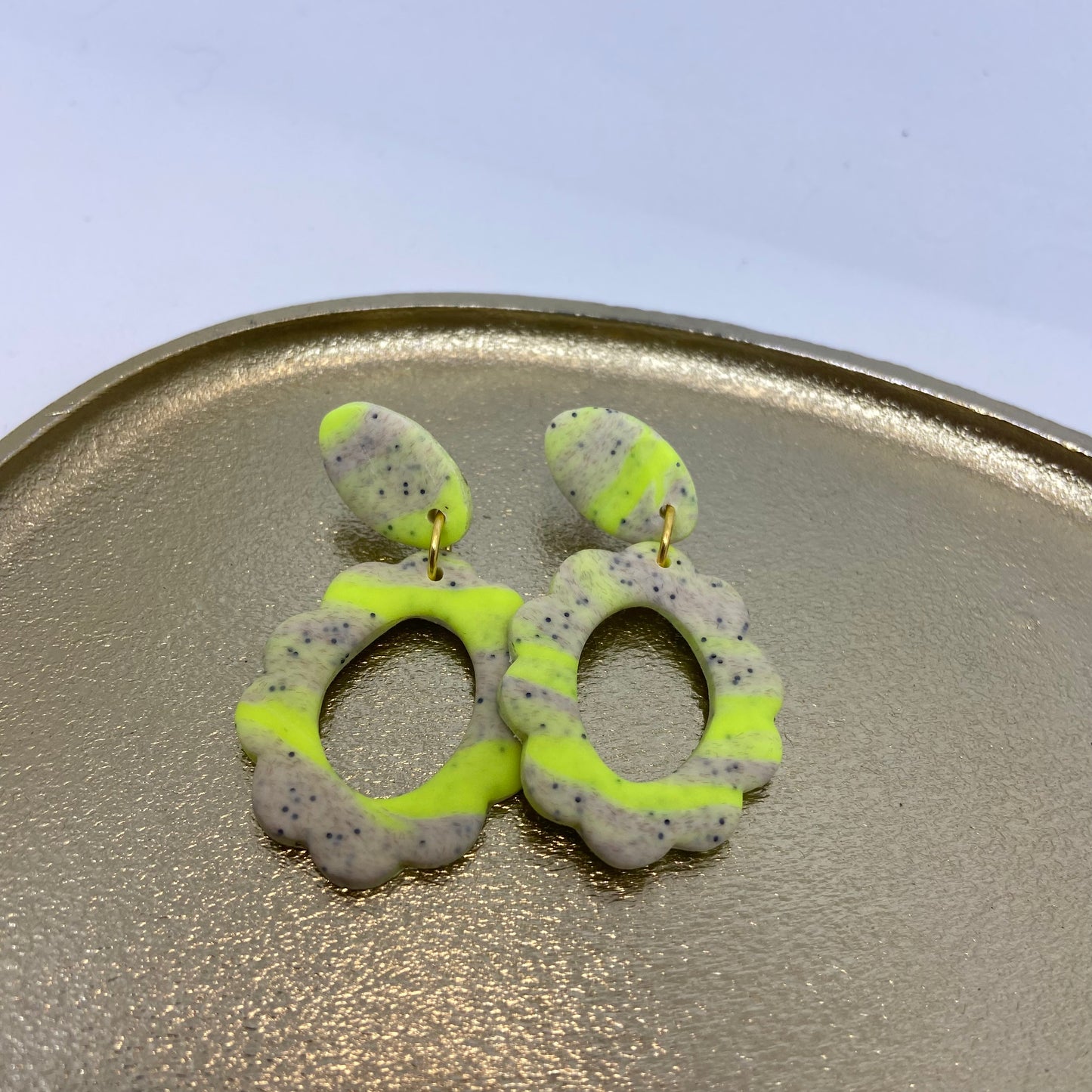 Oorbellen "Fluo - geel / Beige 3"