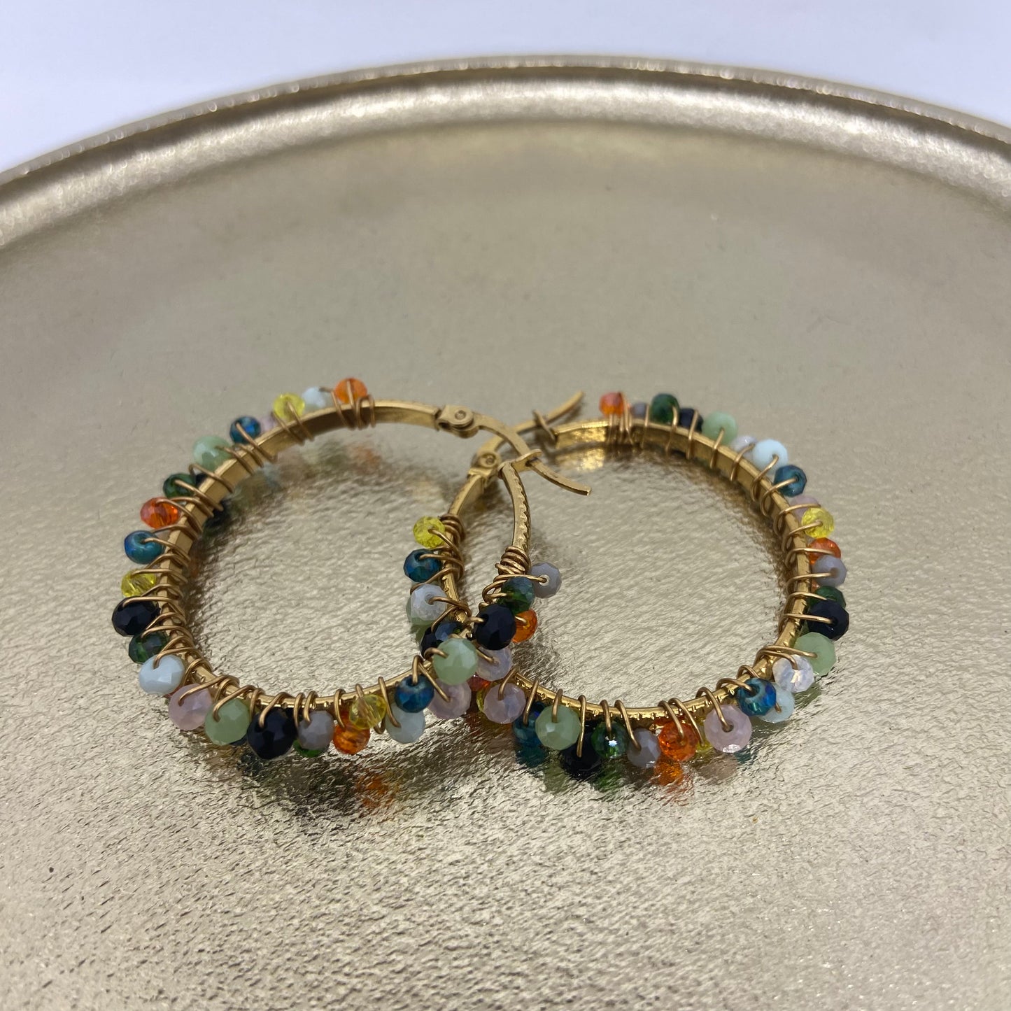 Oorbellen met kralen -> Creool veelkleurig