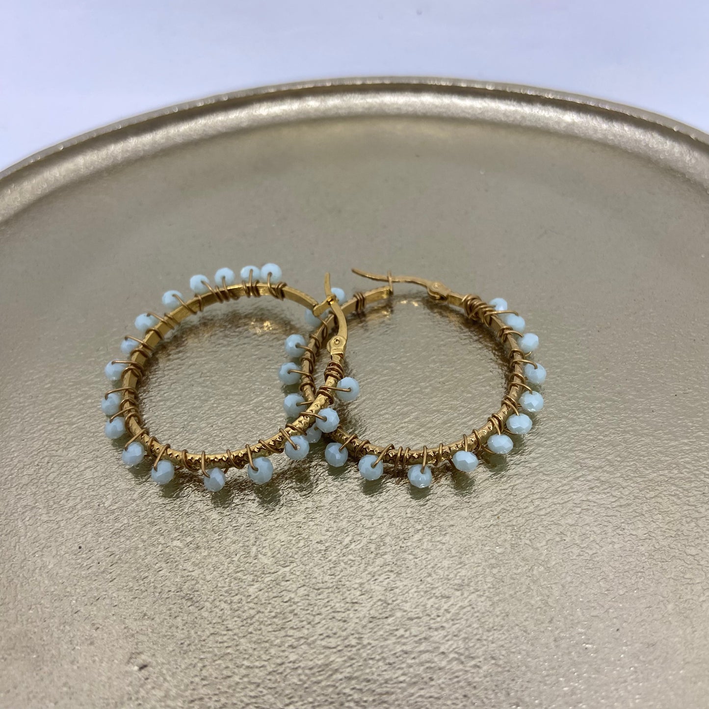 Oorbellen met kralen -> Creool blauw