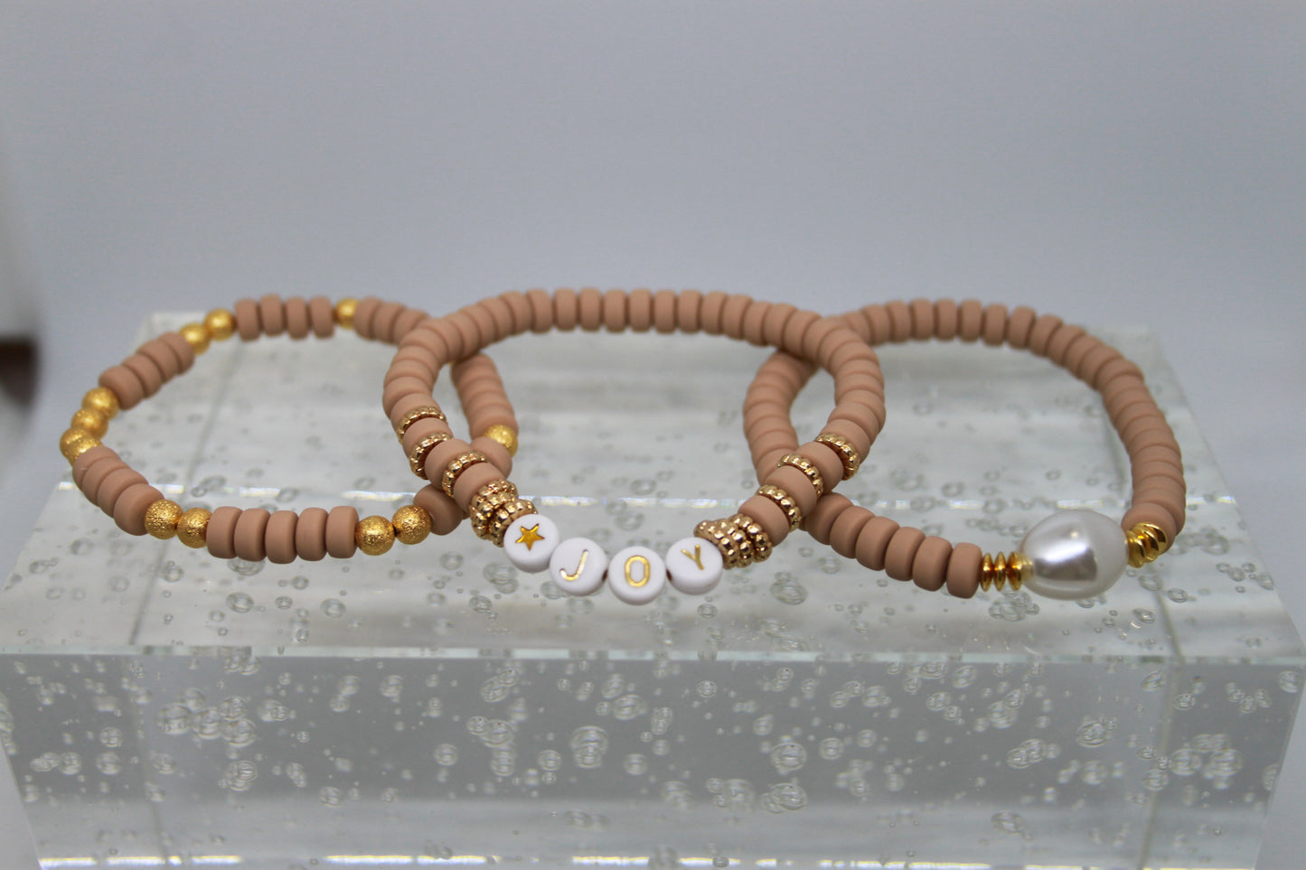 Armband Polymeer Kralen "Beige 2"