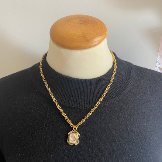 Ketting zwart/wit met maan