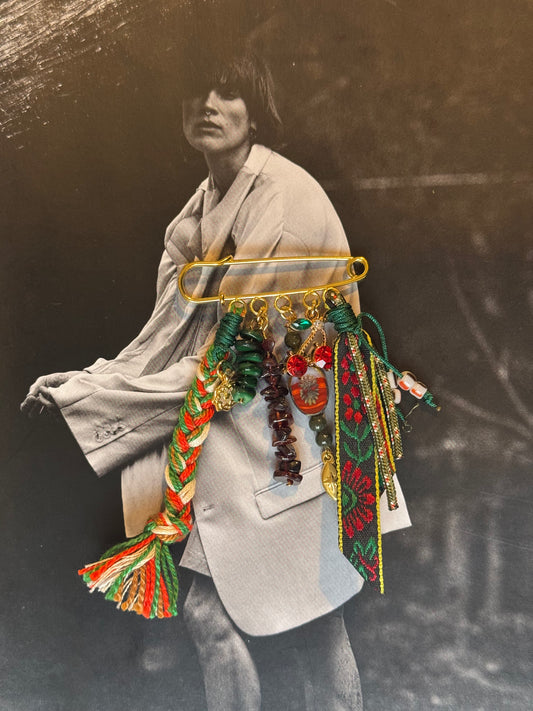 Broche (bordeaux-groen)