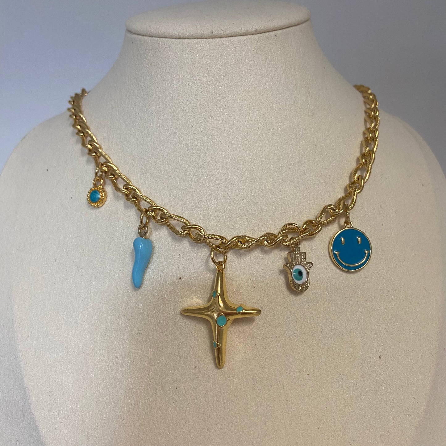 Ibiza Fiesta: bedelketting blauwe bedels