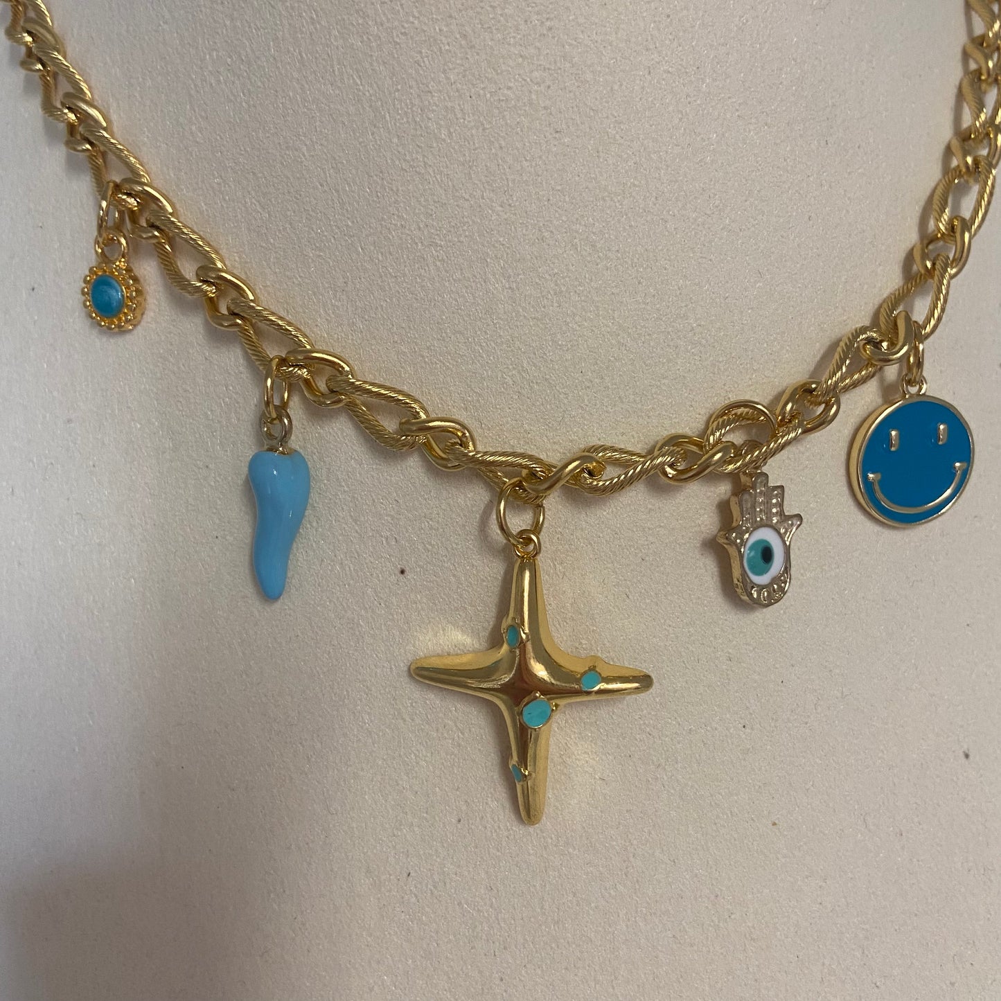 Ibiza Fiesta: bedelketting blauwe bedels