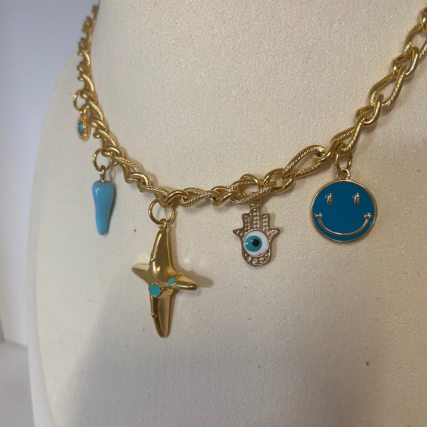 Ibiza Fiesta: bedelketting blauwe bedels