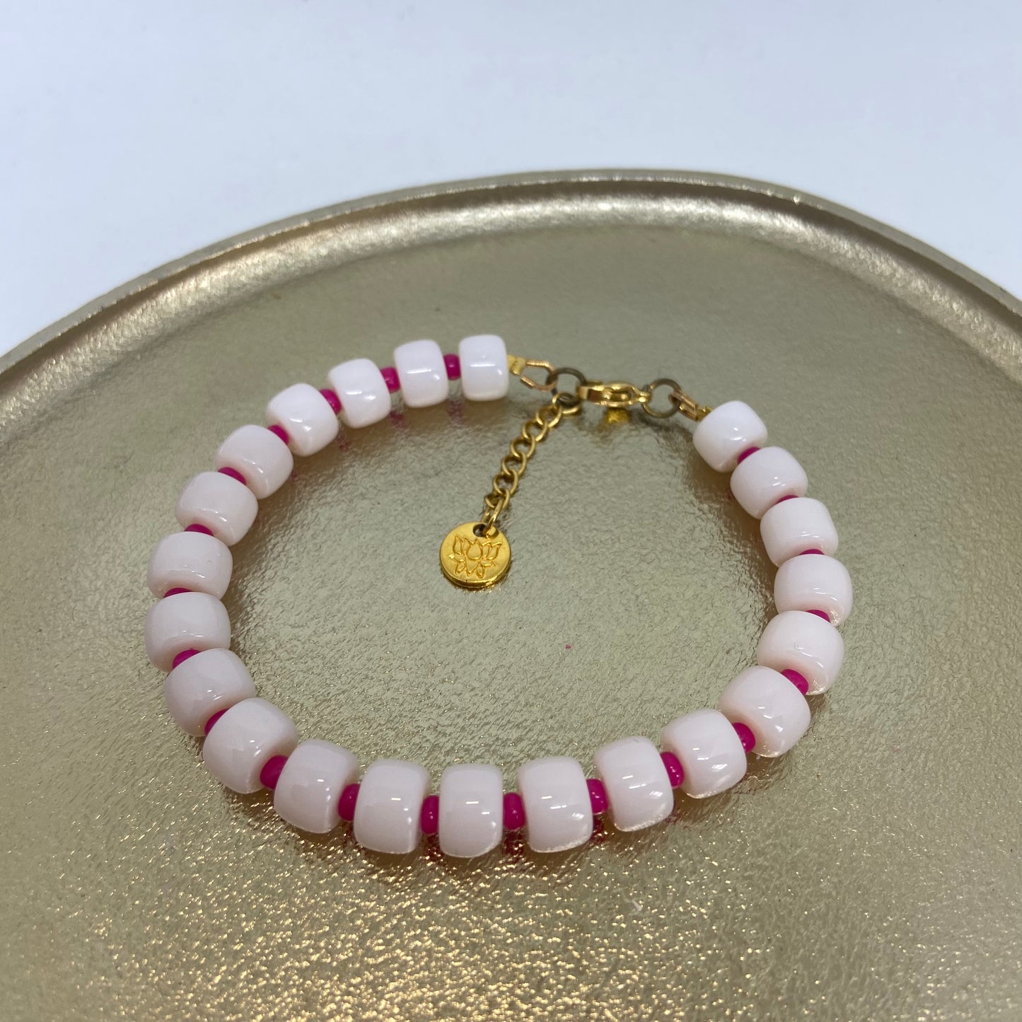 Armband: rondellen (pastel roze)