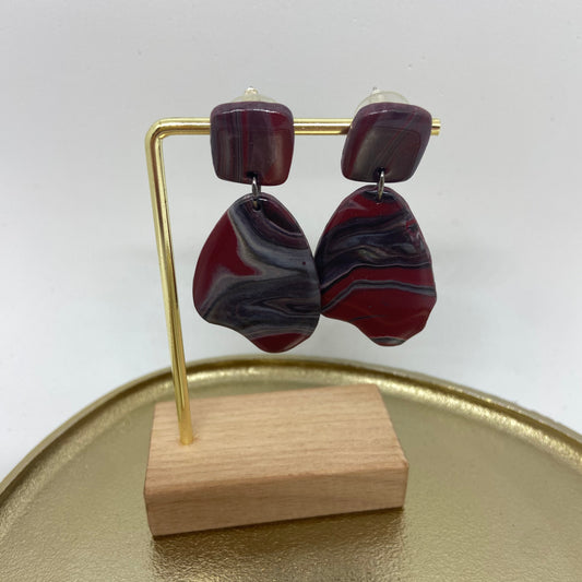 Oorbellen "Bordeaux-zwart 6"