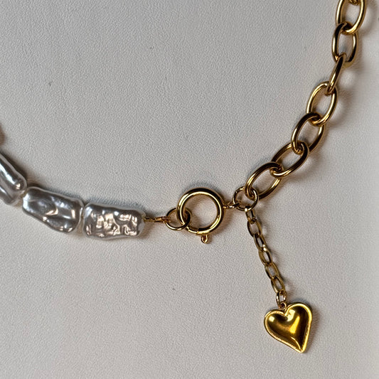 💖✨ Introducing our "Heart to Pearl" collection! ✨💖 -> Ketting middel