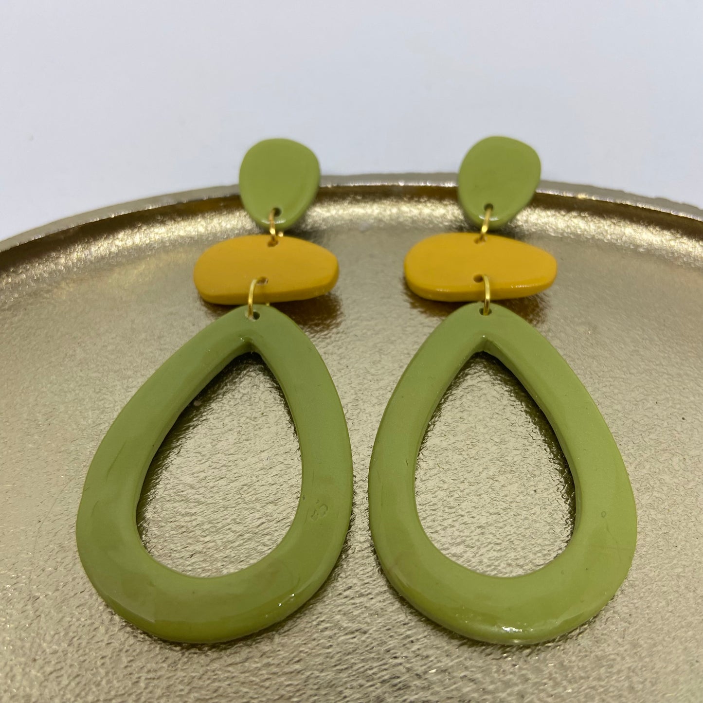 oorbellen "groen-oker"