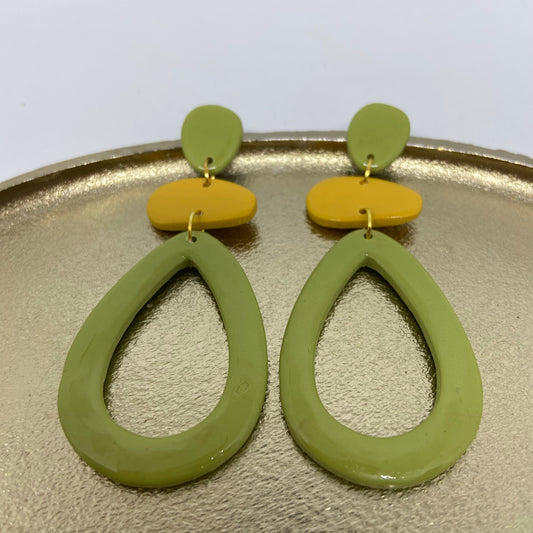 oorbellen "groen-oker"