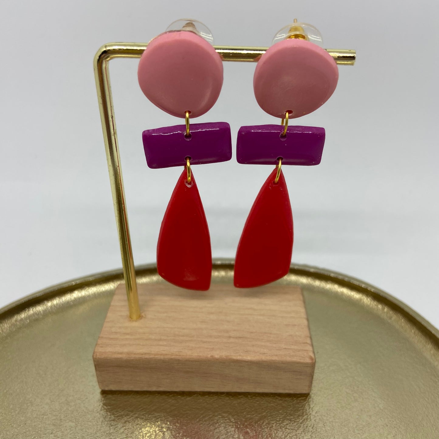oorbellen "roze-paars-rood"