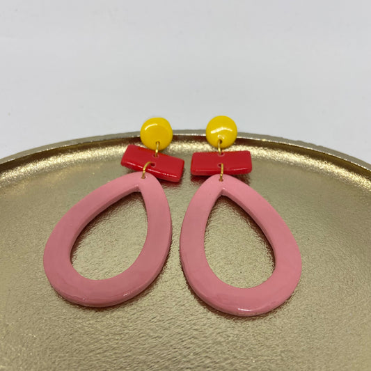 oorbellen "geel-rood-roze"