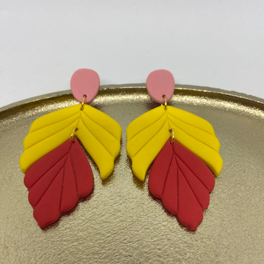 oorbellen "roze-geel-rood"