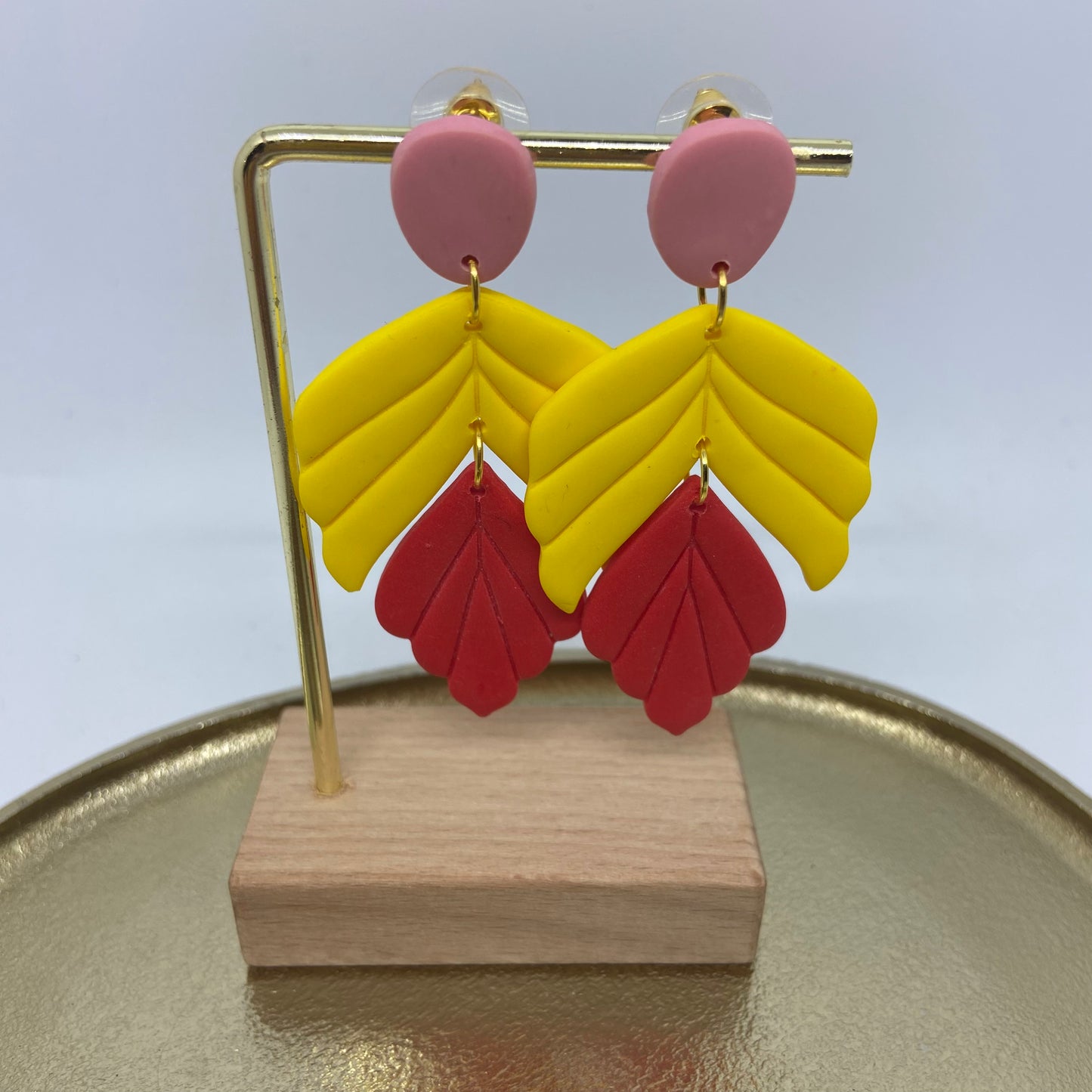 oorbellen "roze-geel-rood"