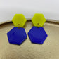 oorbellen "Blauw-Fluo geel 1"