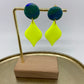 oorbellen "Blauw-Fluo geel 3"