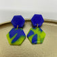 oorbellen "Blauw-Fluo geel 4"