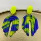 oorbellen "Blauw-Fluo geel 5"