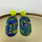 oorbellen "Blauw-Fluo geel 6"