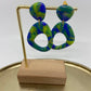 oorbellen "Blauw-Fluo geel 7"