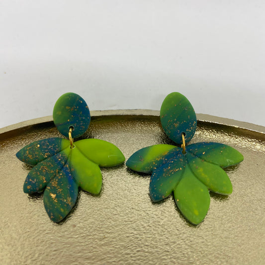 oorbellen "Blauw-Fluo geel 8"