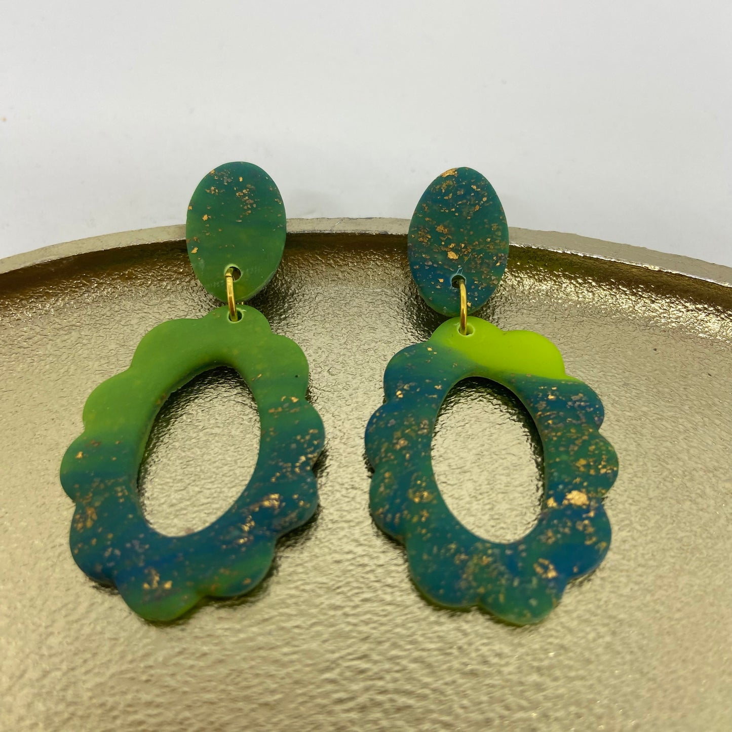 oorbellen "Blauw-Fluo geel 9"