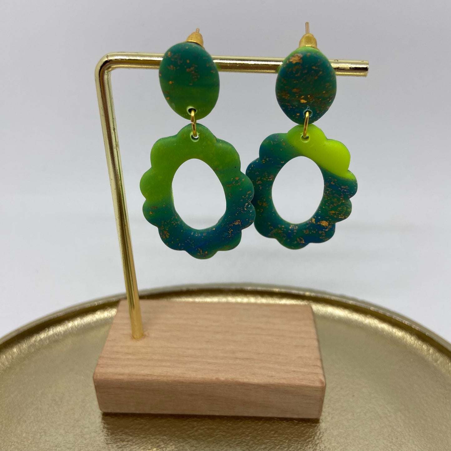 oorbellen "Blauw-Fluo geel 9"