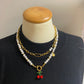 Parelketting (witte parels) met kersje